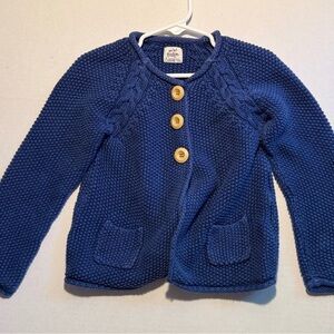 Mini Boden Girls 10 to 14 Cable Detail Waffle Knit Navy Blue Button Cardigan